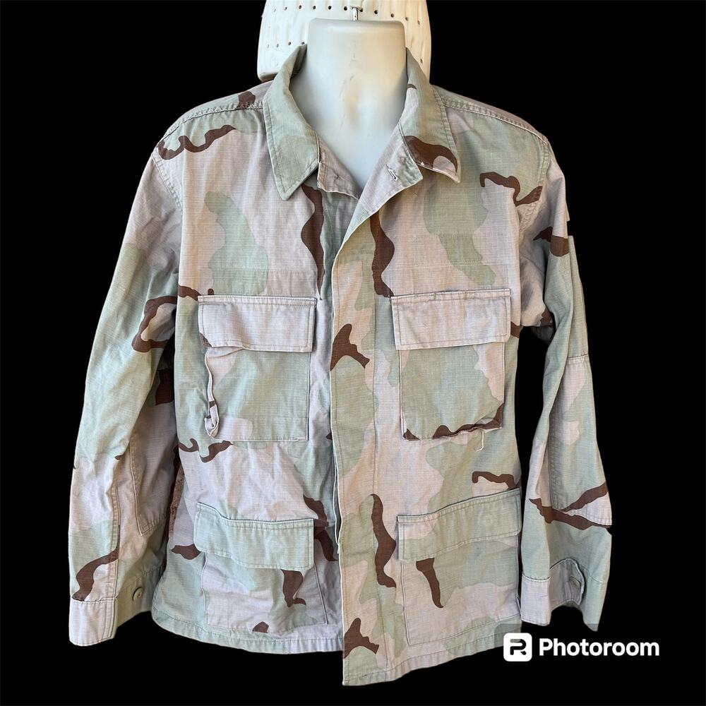 Propper Desert Camo Camouflage Button Front Hot Weather Combat Coat Mens L